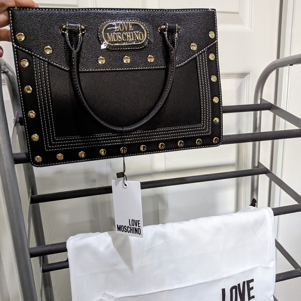 NWT Love Moschino Studded handbag with shoulder strap and dust bag